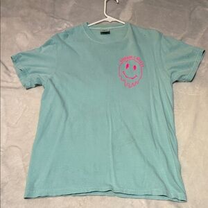 Comfort Colors Light Blue Tee with Pink Graphic